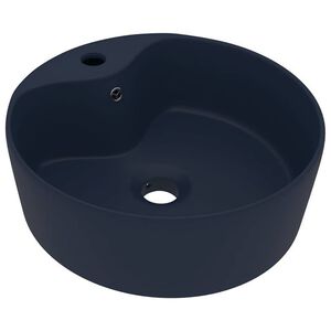 vidaXL Luxusn&iacute; umyvadlo přepad matn&eacute; tmavě modr&eacute; 36 x 13 cm keramick&eacute;