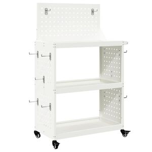 vidaXL N&aacute;strojov&yacute; voz&iacute;k B&iacute;l&aacute; 65 x 35 x 111 cm Studen&aacute; v&aacute;lcovan&aacute; ocel