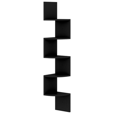 vidaXL Nástěnná rohová police černá 19 x 19 x 123 cm kompozitní dřevo