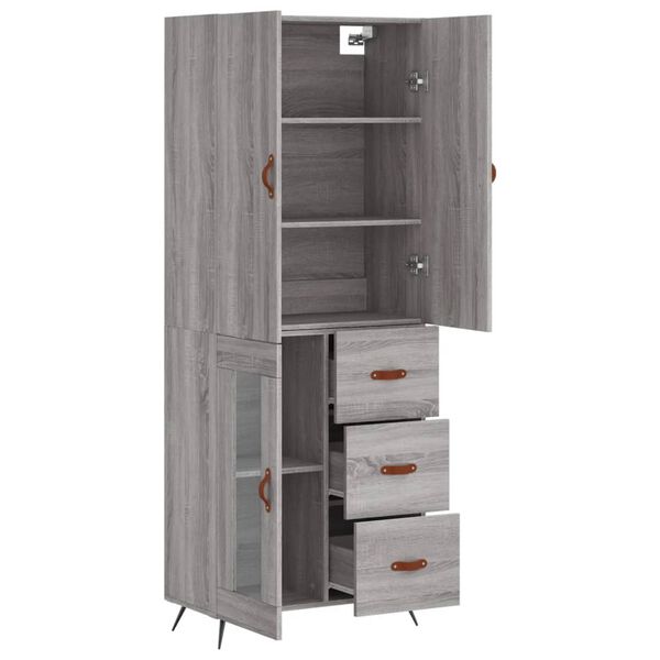 vidaXL Skř&iacute;ň highboard &scaron;ed&aacute; sonoma 69,5 x 34 x 180 cm kompozitn&iacute; dřevo