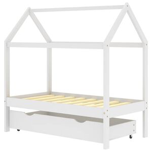 vidaXL R&aacute;m dětsk&eacute; postele se z&aacute;suvkou b&iacute;l&yacute; masivn&iacute; borovice 70x140 cm