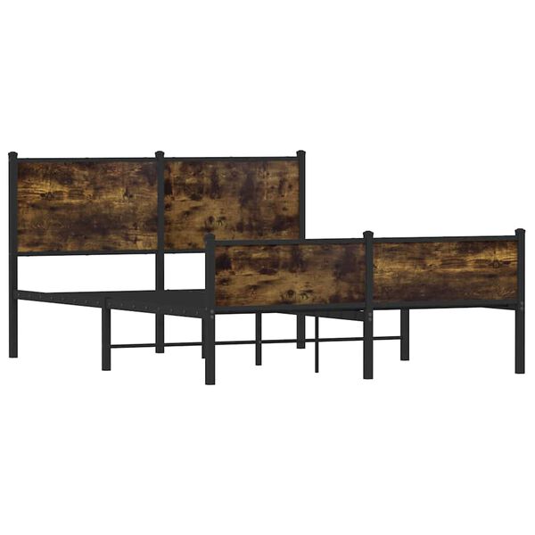 vidaXL Kovov&yacute; r&aacute;m postele bez matrace kouřov&yacute; dub 150 x 200 cm