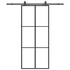 vidaXL Posuvn&eacute; dveře se sadou kov&aacute;n&iacute; čern&eacute; 90x205 cm ESG Glass