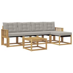 vidaXL Venkovn&iacute; pohovkov&aacute; souprava 6 pcs B&iacute;l&aacute; a světl&aacute; &scaron;ed&aacute;