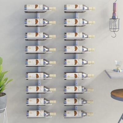 vidaXL Nástěnné stojany na víno na 9 lahví 2 ks bílé železo