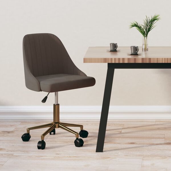 vidaXL Otočn&aacute; j&iacute;deln&iacute; židle tmavě &scaron;ed&aacute; samet