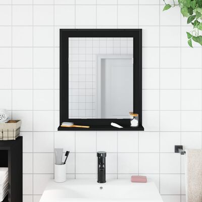 vidaXL Koupelnové zrcadlo s poličkou černé 50 x 12 x 60 cm kompozit