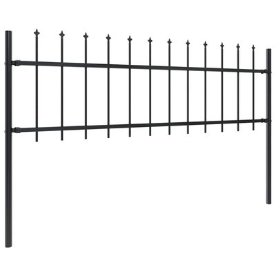 vidaXL Zahradní plot s hroty ocelový 5,1 x 0,6 m černý