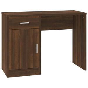 vidaXL Psac&iacute; stůl z&aacute;suvka a skř&iacute;ňka hněd&yacute; dub 100x40x73 cm kompozit
