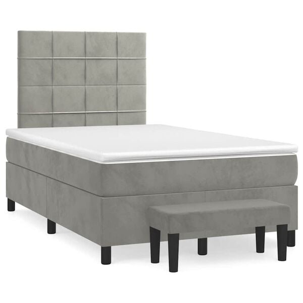vidaXL Box spring postel s matrac&iacute; světle &scaron;ed&aacute; 120x190 cm samet