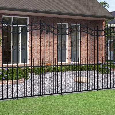 vidaXL Zahradní plot s hroty černý 222 cm práškově lakovaná ocel