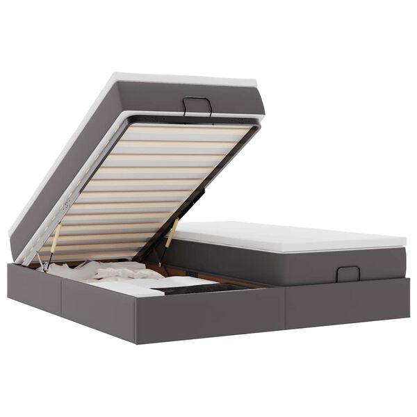 vidaXL Osmansk&yacute; r&aacute;m postele s matrac&iacute; &scaron;ed&aacute; 160x200cm uměl&aacute; kůže