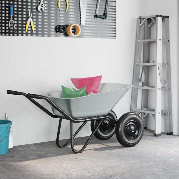 vidaXL N&aacute;hradn&iacute; t&aacute;cek na kolečko Stř&iacute;brn&aacute; 88 x 60 x 32 cm Ocel