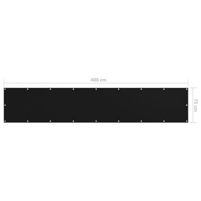 vidaXL Balkónová zástěna černá 75 x 400 cm oxfordská látka