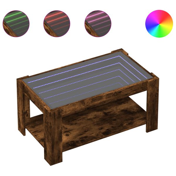 vidaXL Konferenční stolek s LED kouřový dub 93 x 53 x 45 cm kompozit