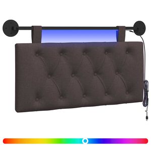 vidaXL Z&aacute;věsn&eacute; čelo postele S LED osvětlen&iacute;m Tmavě hněd&aacute; Textil