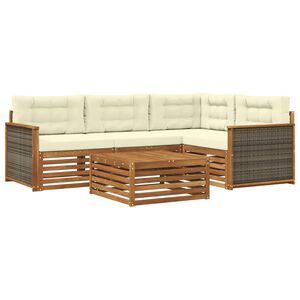 vidaXL Venkovn&iacute; pohovkov&aacute; souprava 5 pcs Přirozen&aacute; a Kr&eacute;mov&aacute;