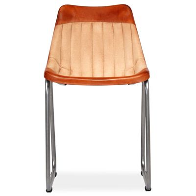 vidaXL Jídelní židle 4 ks hnědé a béžové pravá kůže a plátno