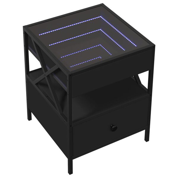 vidaXL Nočn&iacute; stolek s Infinity LED čern&yacute; 40 x 40 x 51 cm