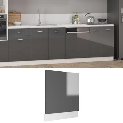 vidaXL Panel na myčku šedý vysoký lesk 59,5 x 3 x 67 cm dřevotříska