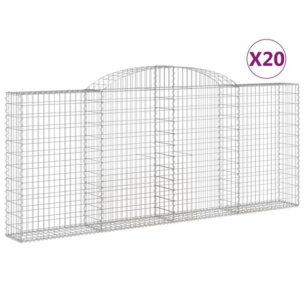vidaXL Klenut&eacute; gabionov&eacute; ko&scaron;e 20ks 300x30x120/140cm pozinkovan&eacute; železo