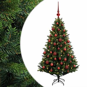 vidaXL Uměl&yacute; v&aacute;nočn&iacute; stromek s baňkami 120 cm 150 LED Tepl&aacute; b&iacute;l&aacute;