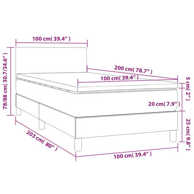 vidaXL Box spring postel s matrací hnědá 100x200 cm umělá kůže
