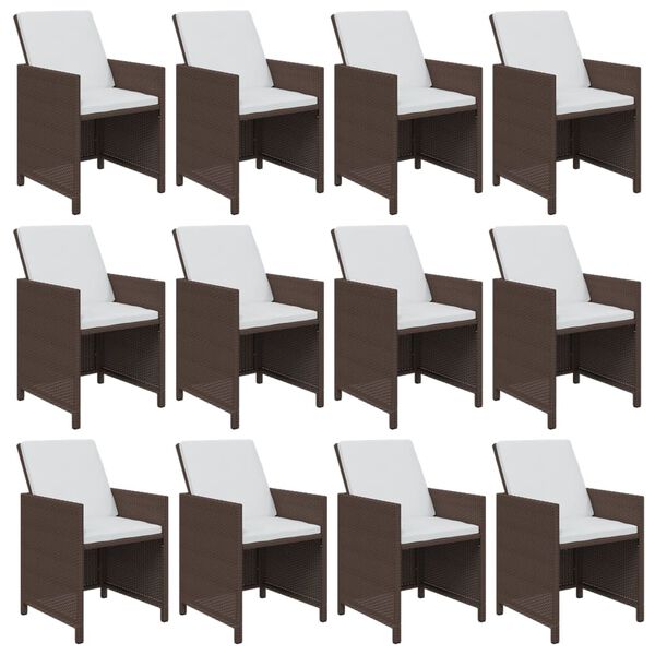 vidaXL 13d&iacute;ln&yacute; zahradn&iacute; j&iacute;deln&iacute; set s podu&scaron;kami polyratan hněd&yacute;