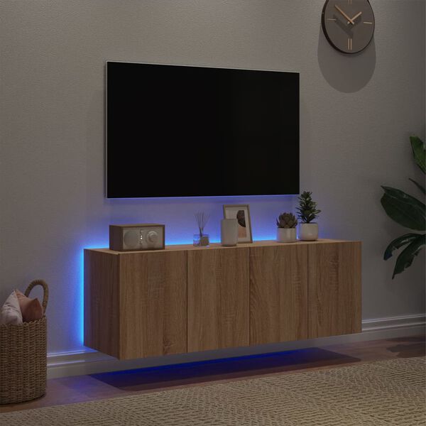 vidaXL N&aacute;stěnn&eacute; TV skř&iacute;ňky s LED osvětlen&iacute;m 2 ks dub sonoma 60x35x41cm