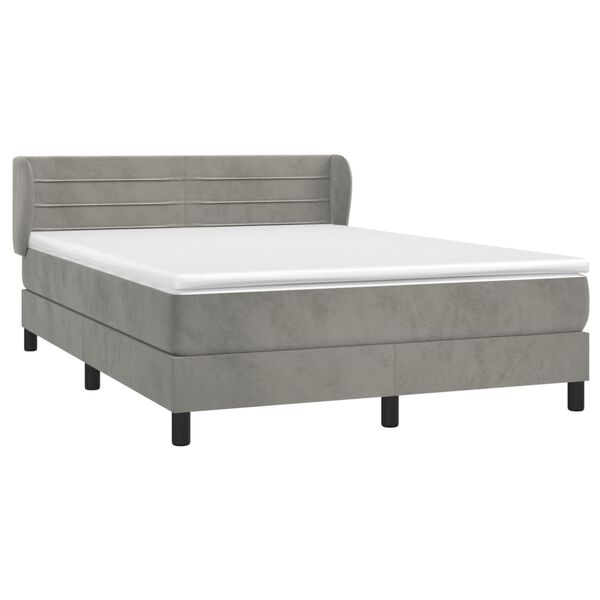 vidaXL Box spring postel s matrac&iacute; světle &scaron;ed&aacute; 140x200 cm samet