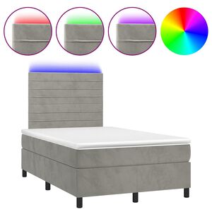 vidaXL Box spring postel s matrac&iacute; a LED světle &scaron;ed&aacute; 120x190 cm samet