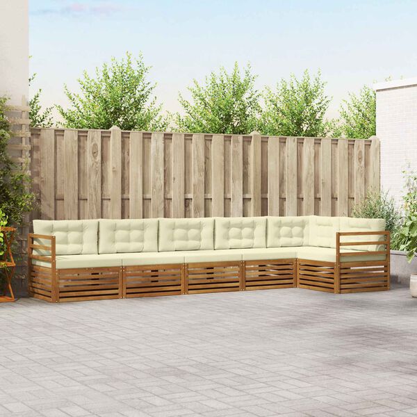 vidaXL Venkovn&iacute; pohovkov&aacute; souprava 6 pcs Přirozen&aacute; a Kr&eacute;mov&aacute;