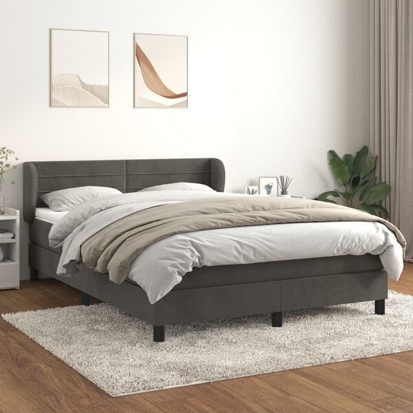 vidaXL Box spring postel s matrac&iacute; tmavě &scaron;ed&aacute; 160x200 cm samet
