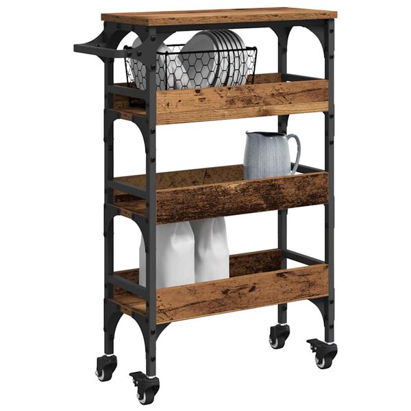 vidaXL Kuchyňský vozík Staré dřevo 53 x 20 x 76 cm kompozitní dřevo