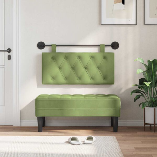 vidaXL Z&aacute;věsn&aacute; čeln&iacute; deska Světl&aacute; zelen&aacute; 100 x 55 x 7 cm samet