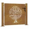 vidaXL Zahradn&iacute; branka 100 x 100 cm z cortenov&eacute; oceli, design stromu
