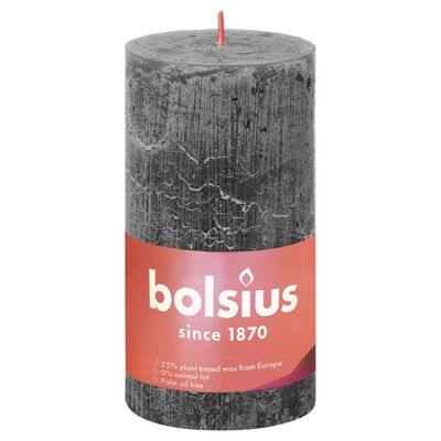 Bolsius Rustikální válcové svíčky Shine 4 ks 130 x 68 mm bouřkově šedé