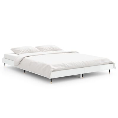 vidaXL Rám postele bílý s vysokým leskem 140 x 190 cm kompozitní dřevo