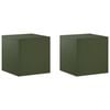 vidaXL Stojan na rostliny 2 pcs Olivově zelen&aacute; 40 x 40 x 40 cm Ocel