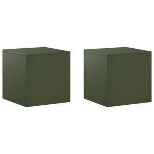 vidaXL Stojan na rostliny 2 pcs Olivově zelen&aacute; 40 x 40 x 40 cm Ocel