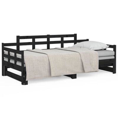 vidaXL Výsuvná postel černá masivní borovice 2x (90 x 190) cm