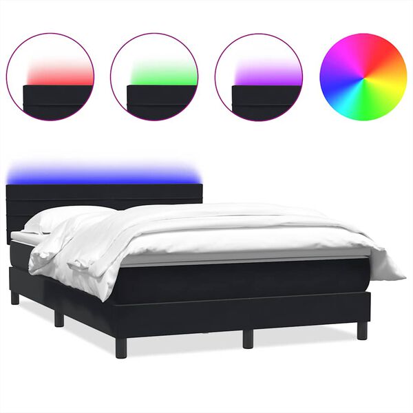 vidaXL Box spring postel s matrac&iacute; a LED čern&aacute; 160x220 cm samet