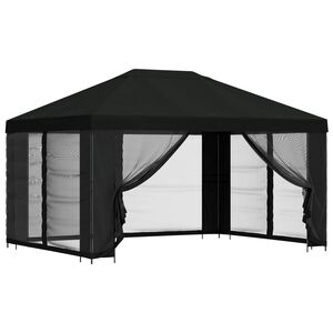 vidaXL Alt&aacute;n s bočn&iacute;mi stěnami 4 &times; 3 m Čern&aacute; Polyester a ocel 190 gsm