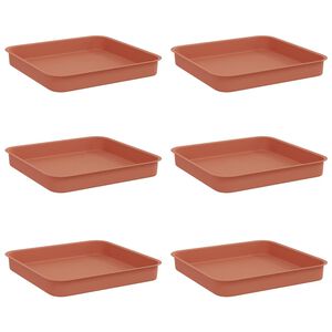 vidaXL Čtvercov&yacute; květinov&yacute; t&aacute;c 6 ks Cihlově červen&aacute; 15 x 15 x 2 cm