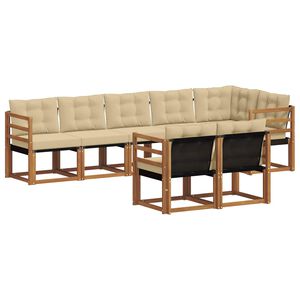 vidaXL Venkovn&iacute; pohovkov&aacute; souprava 8 pcs Přirozen&aacute; a B&eacute;žov&aacute;