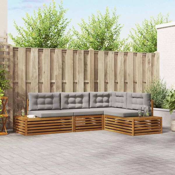 vidaXL Venkovn&iacute; pohovkov&aacute; souprava 4 Kus Př&iacute;rodn&iacute; a světle &scaron;ed&aacute;