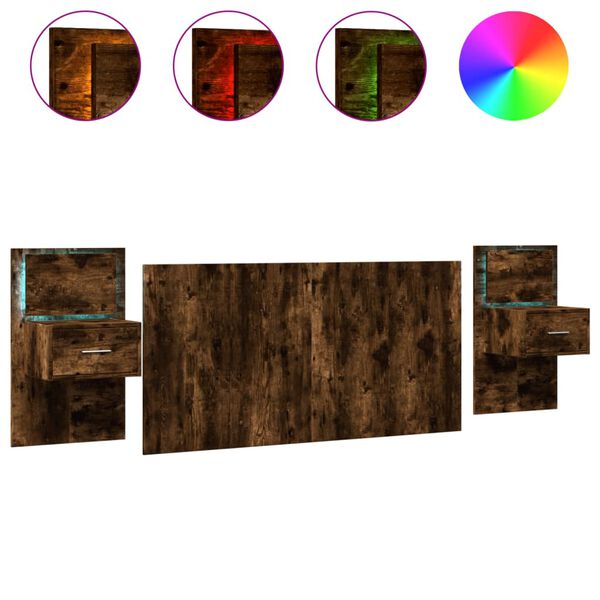 vidaXL Čelo postele se skř&iacute;ňkami kouřov&yacute; dub 160 cm kompozitn&iacute; dřevo