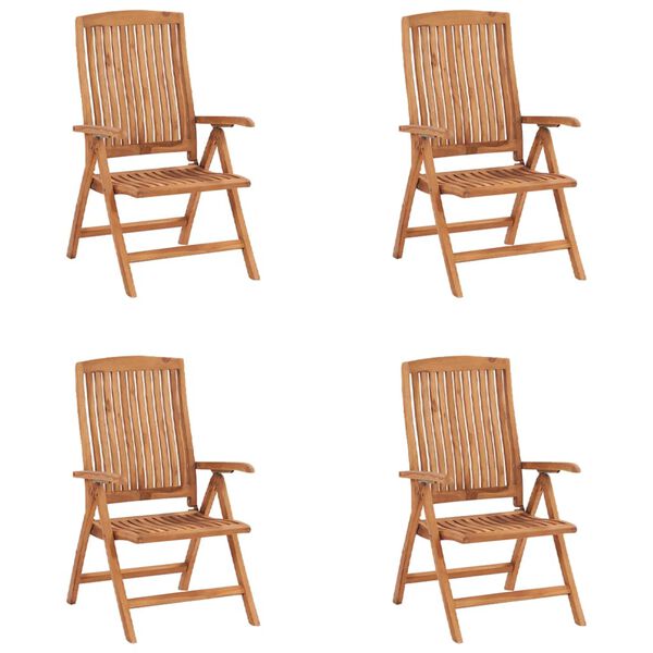 vidaXL Polohovac&iacute; zahradn&iacute; židle s podu&scaron;kami 4 ks masivn&iacute; teak