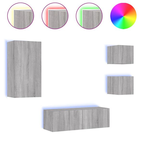 vidaXL 4d&iacute;ln&aacute; ob&yacute;vac&iacute; stěna s LED osvětlen&iacute;m &scaron;ed&aacute; sonoma