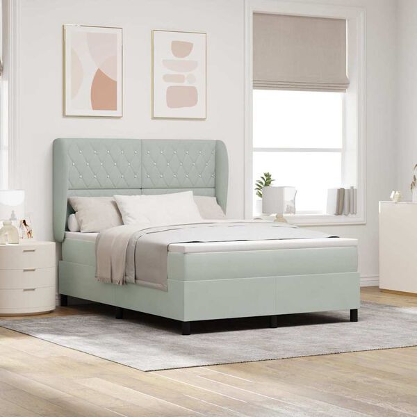 vidaXL Postel s boxspringem s matrac&iacute; Světle &scaron;ed&aacute; 190 x 140 cm samet